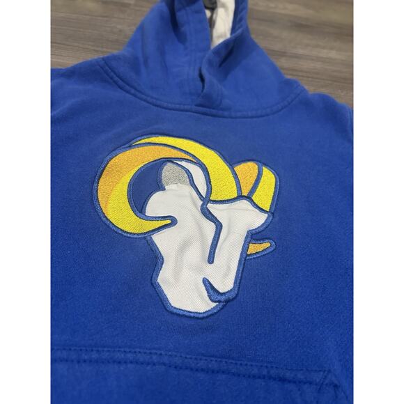 NFL Team Apparel Los Angeles Rams Logo Blue Hooded Sweatshirt Youth Small - Picture 2 of 6